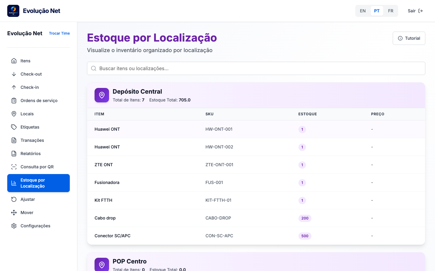 Estoque por localização